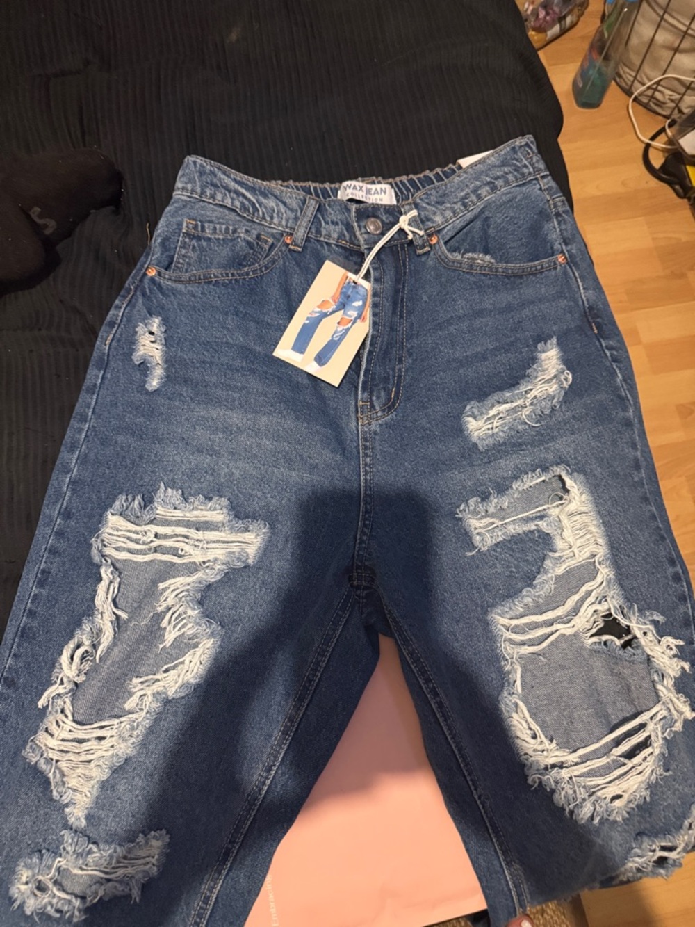 Wax Jean Medium Blue Drawstring Waist Jeans - Picture 6 of 8